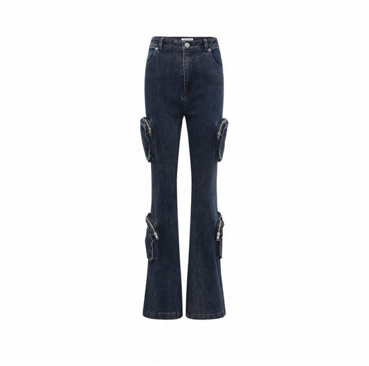 Cargo Pocket Flared Jeans