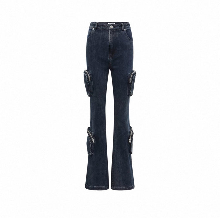Cargo Pocket Flared Jeans