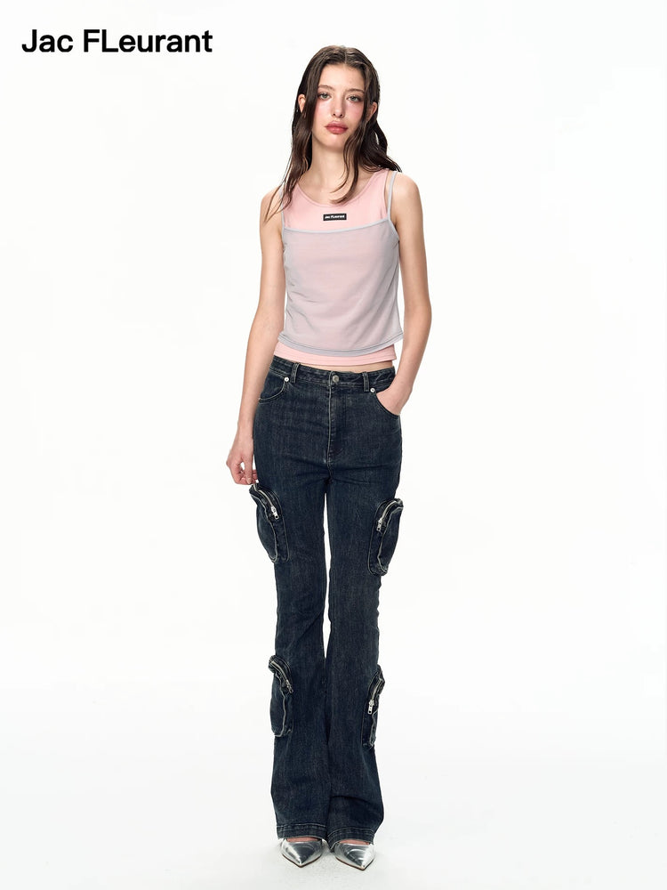 Cargo Pocket Flared Jeans