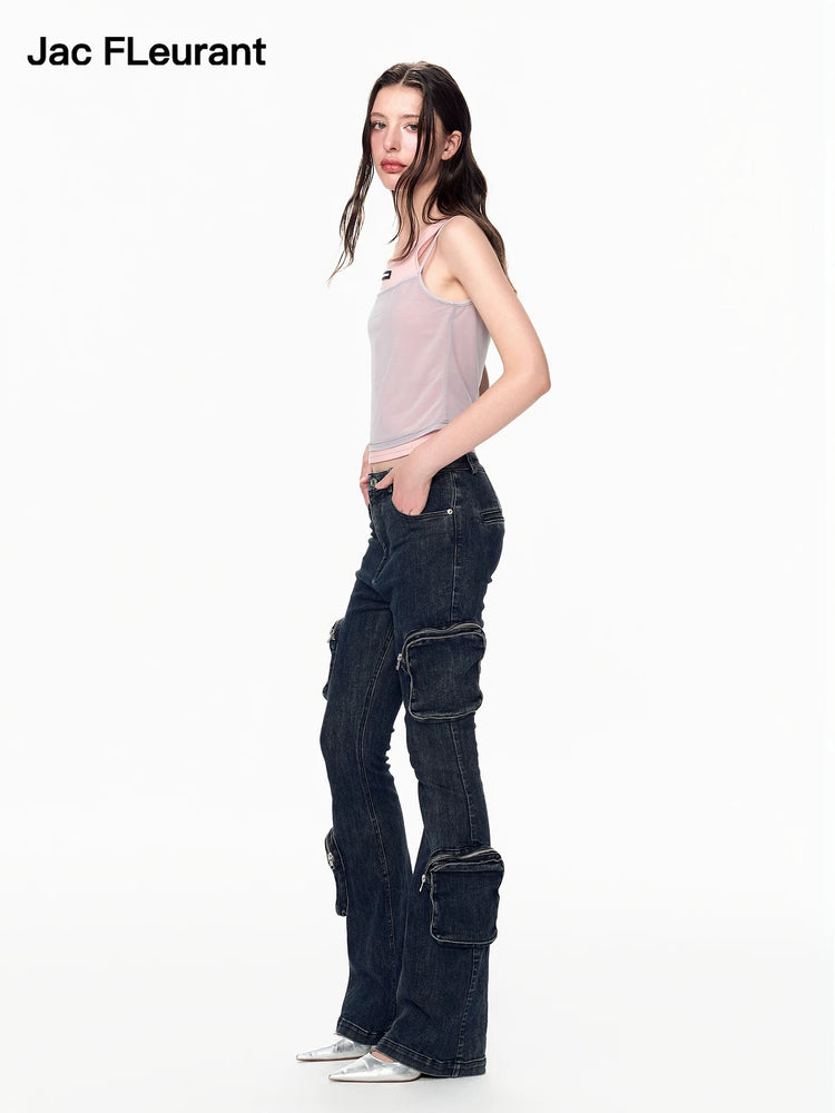 Cargo Pocket Flared Jeans