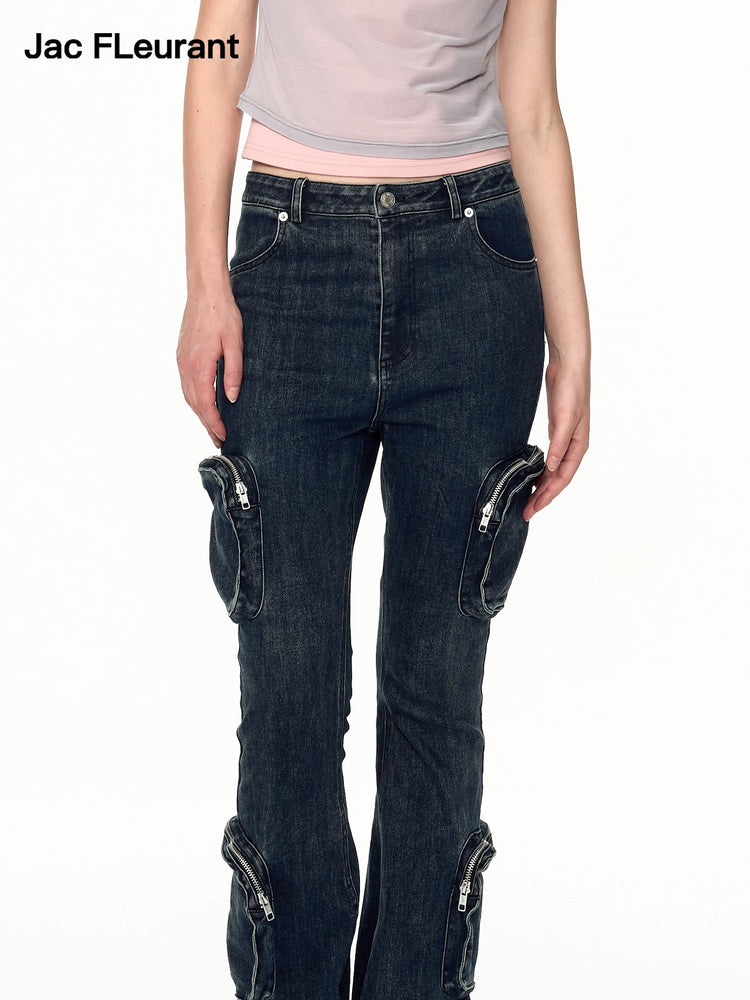 Cargo Pocket Flared Jeans