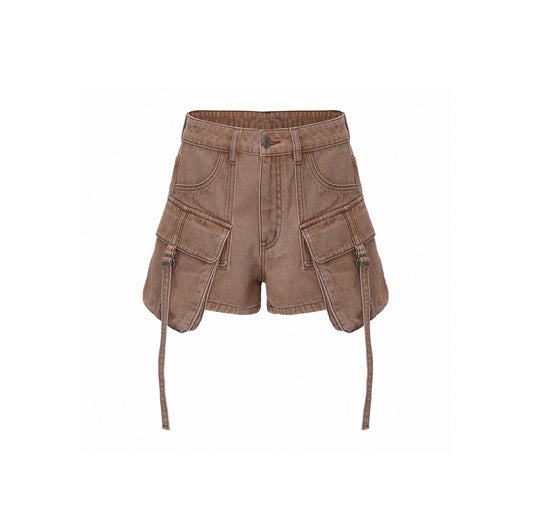 Double Cargo Pocket Denim Shorts