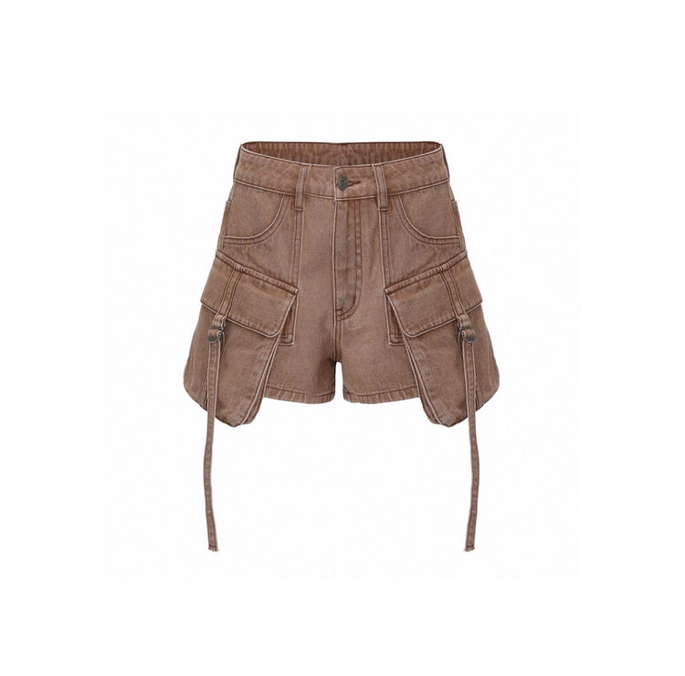 Double Cargo Pocket Denim Shorts