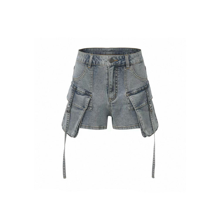 Double Cargo Pocket Denim Shorts