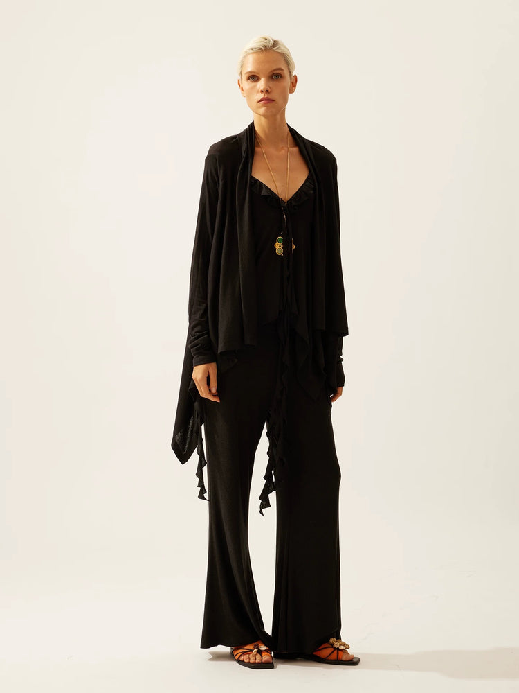 Asymmetric Ruffle Trim Cami & Cardigan Set