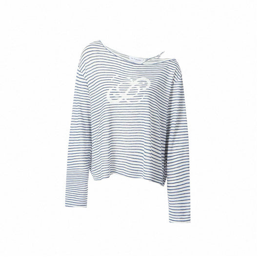 Glitter Stripe Off-Shoulder T-Shirt