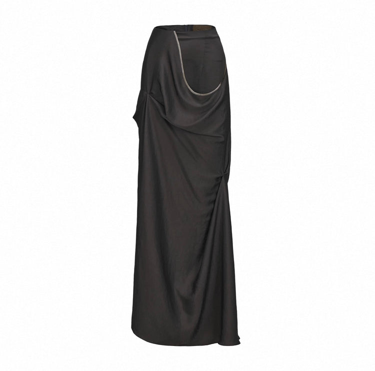 Grey Draped Asymmetrical Skirt