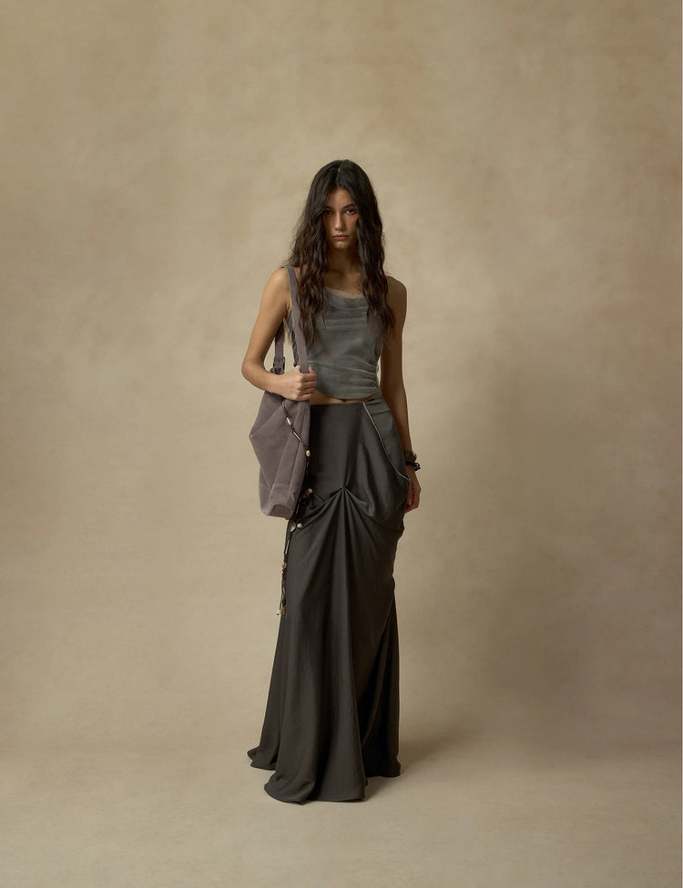 Green Ombre Mesh Draped Strap Top