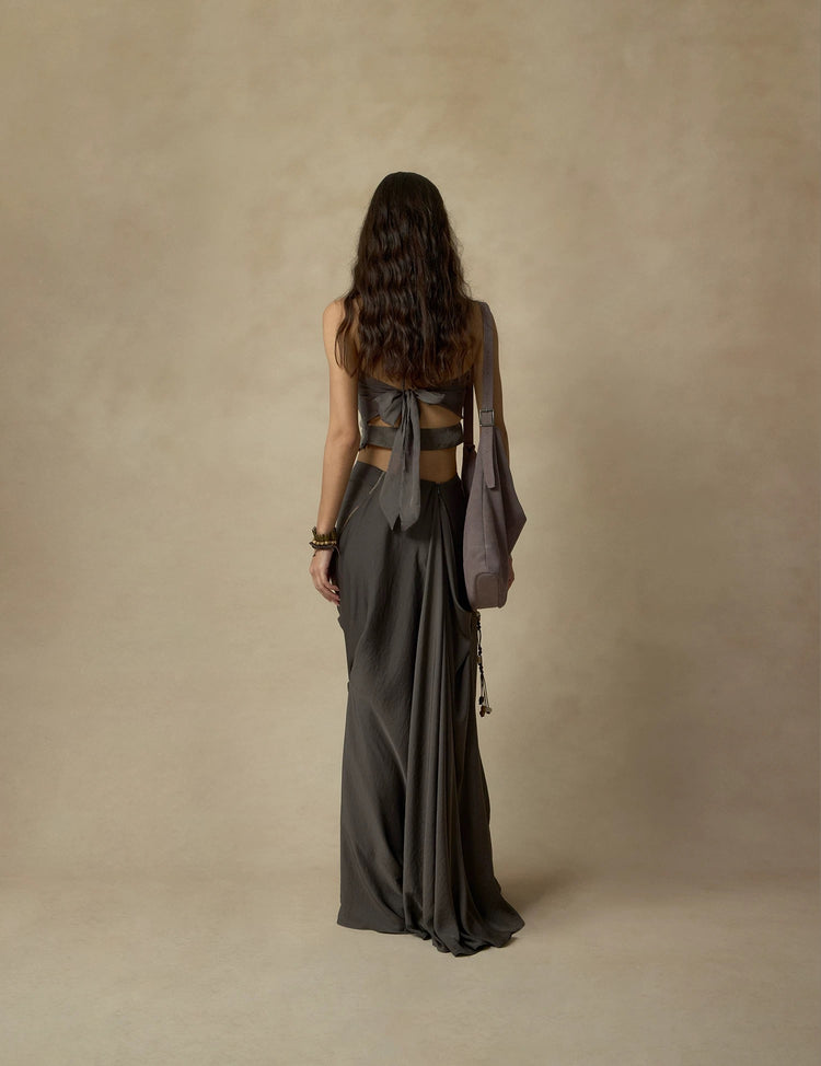 Green Ombre Mesh Draped Strap Top