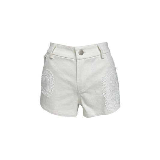 Crochet Panel Denim Shorts