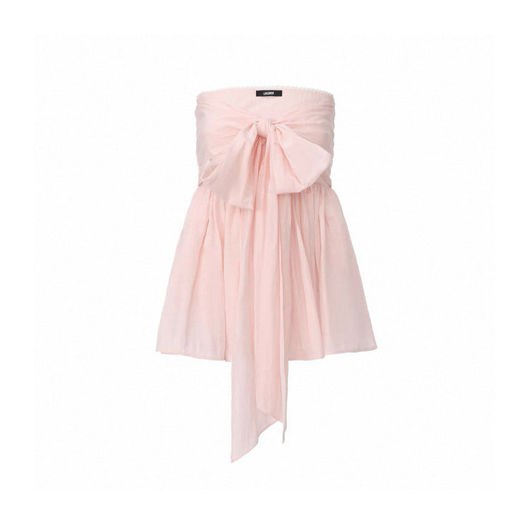 Wrinkled Tie-Detail Stretch A-Line Bandeau Top