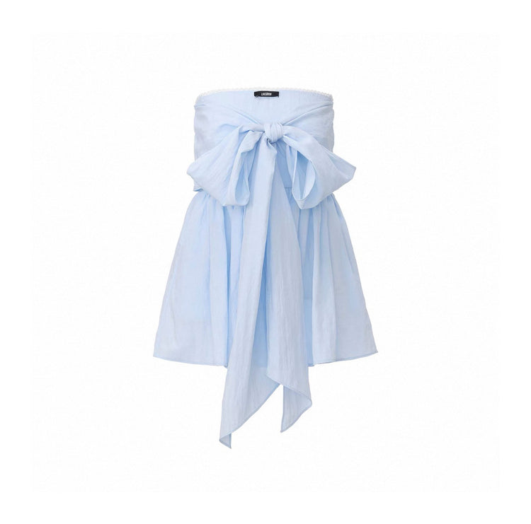 Wrinkled Tie-Detail Stretch A-Line Bandeau Top