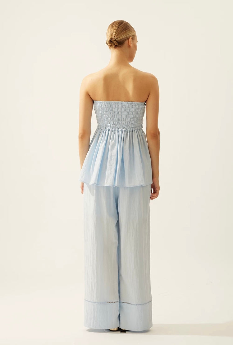 Wrinkled Tie-Detail Stretch A-Line Bandeau Top