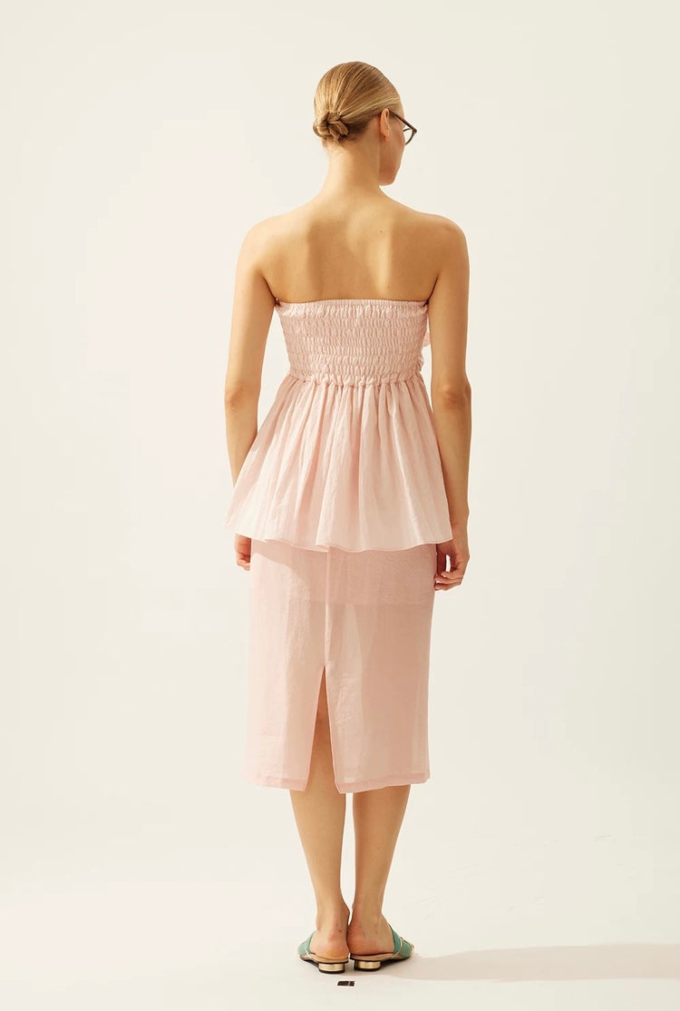 Wrinkled Tie-Detail Stretch A-Line Bandeau Top