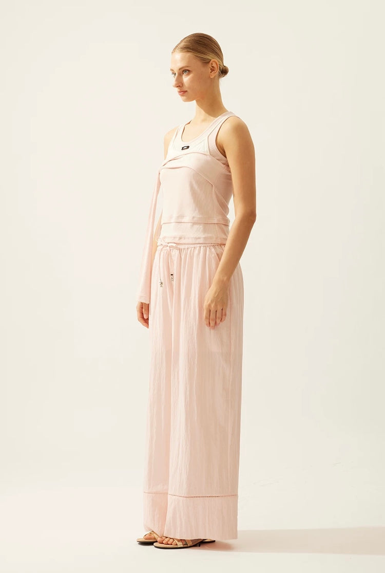 Faux Three-Piece Ribbed Tie-Up Tank Top