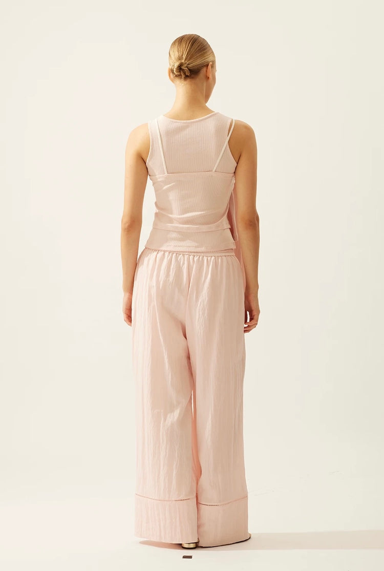 Faux Three-Piece Ribbed Tie-Up Tank Top