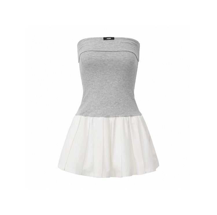 Fold-Over Bandeau Pleated Dress