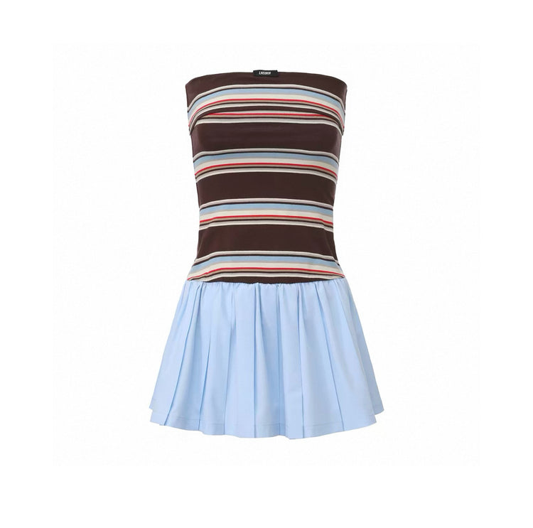 Fold-Over Bandeau Pleated Dress