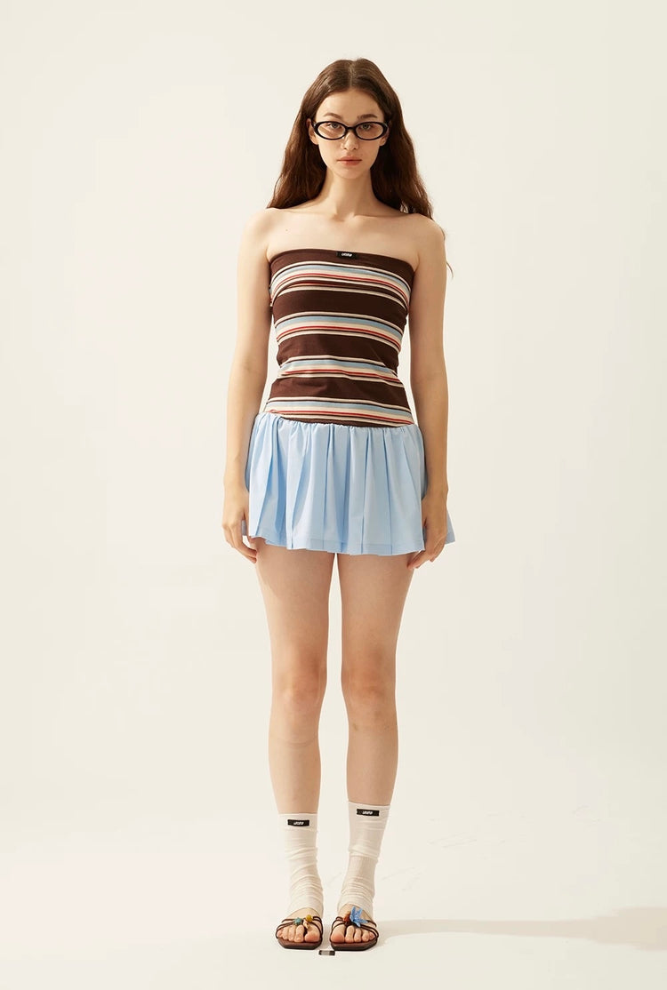 Fold-Over Bandeau Pleated Dress