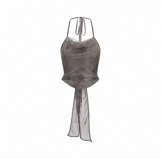 Green Ombre Mesh Draped Strap Top