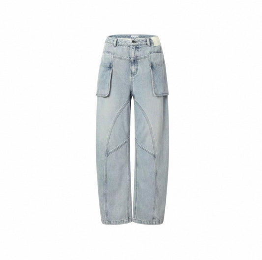 Barrel-Leg Cargo Pocket Jeans