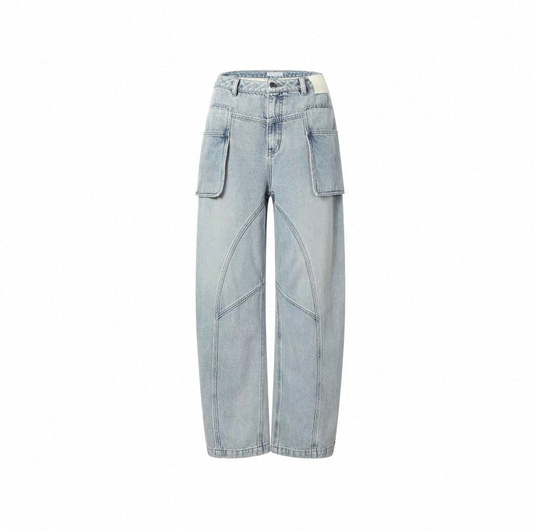 Barrel-Leg Cargo Pocket Jeans