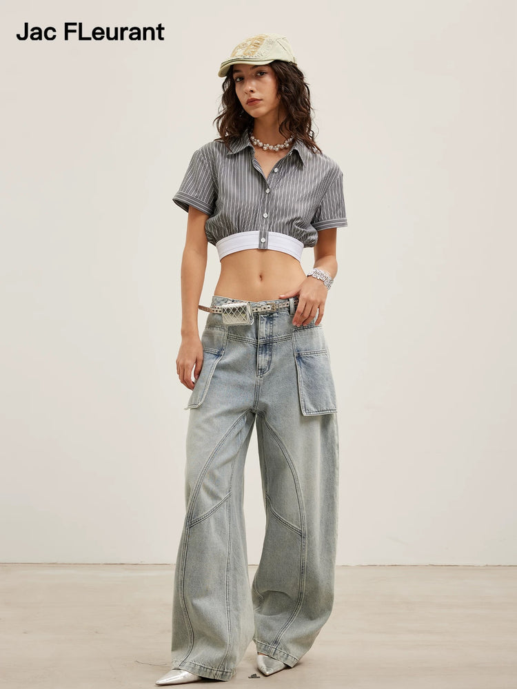 Barrel-Leg Cargo Pocket Jeans