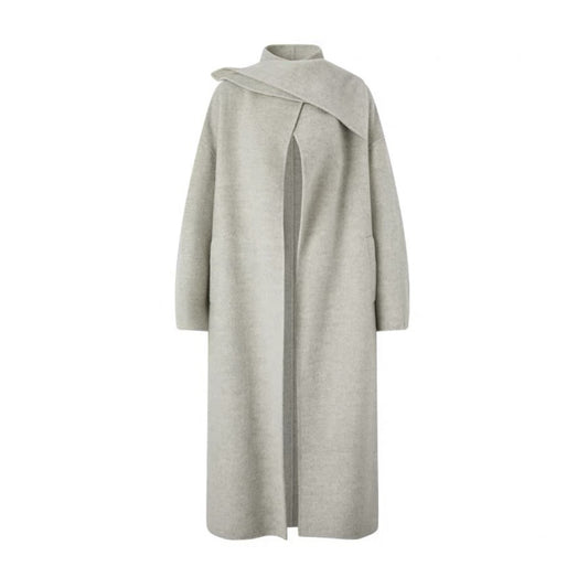 Asymmetric Placket Oversized Long Coat