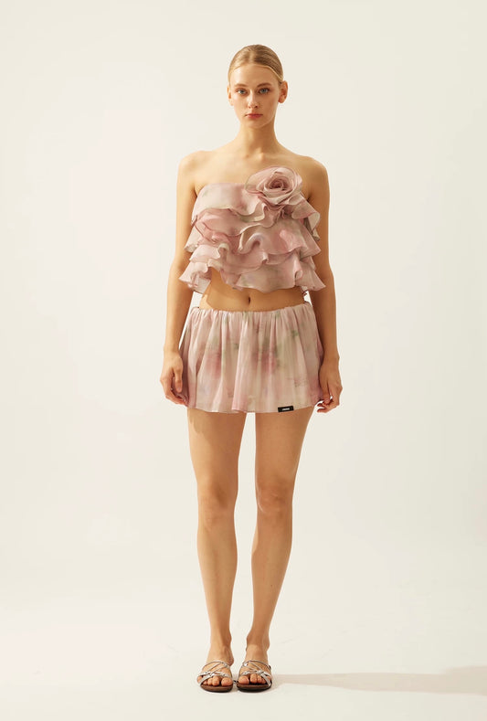 3D Rose Bandeau Top
