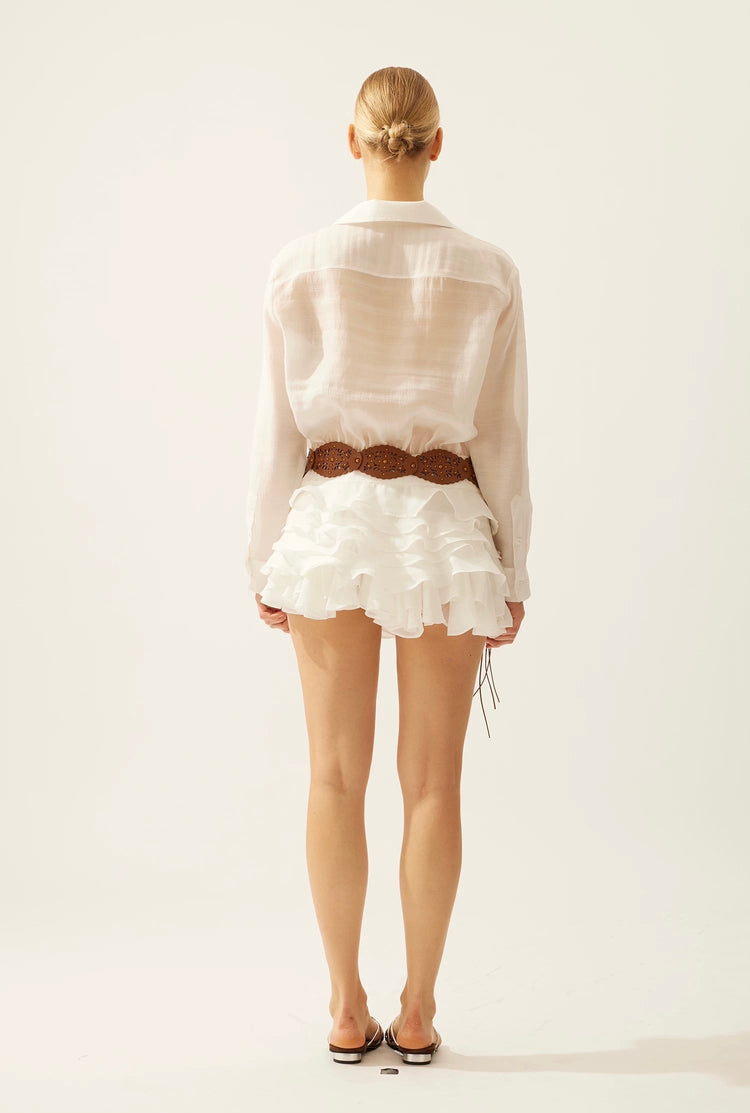 V-Neck Tie-Front Shirt Dress