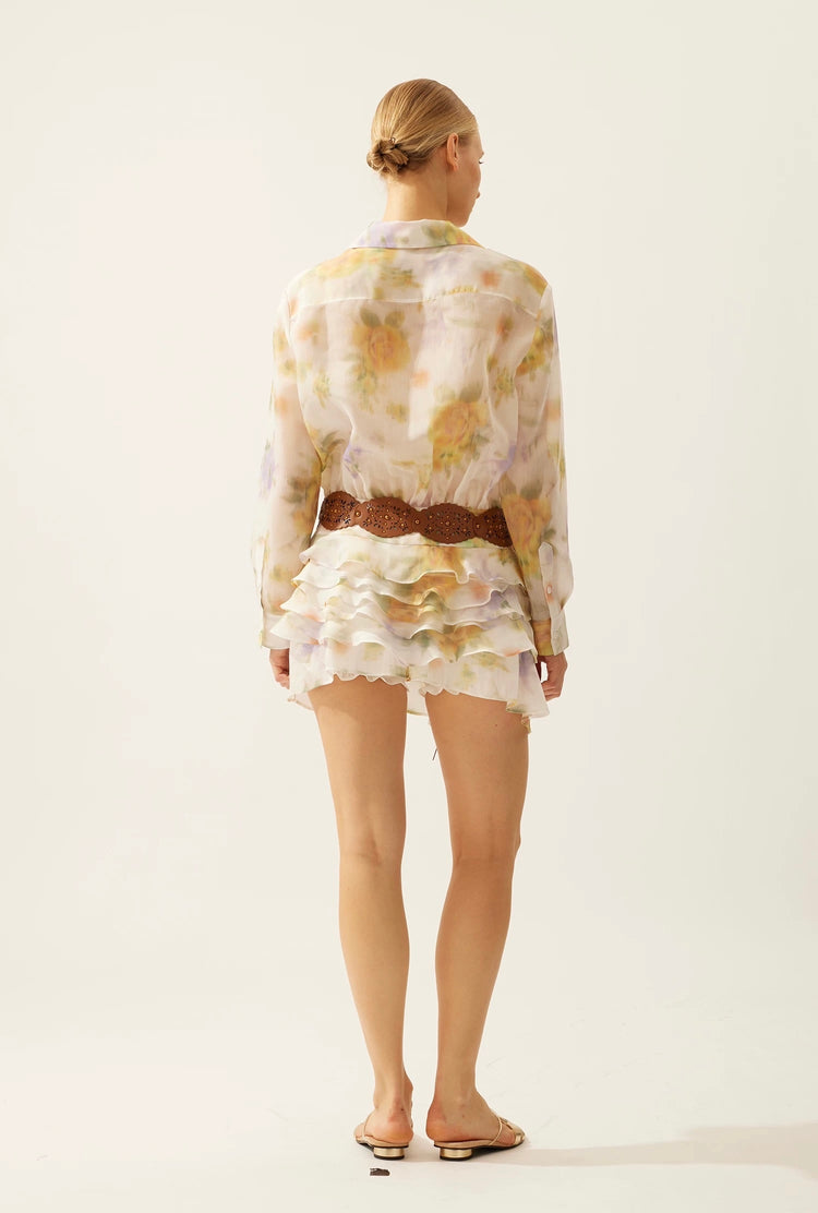 V-Neck Tie-Front Shirt Dress