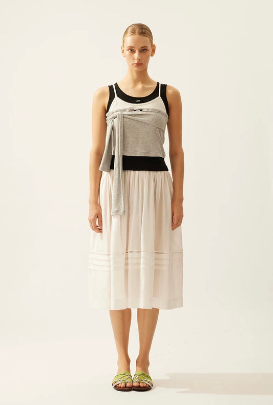 Faux Three-Piece Ribbed Tie-Up Tank Top