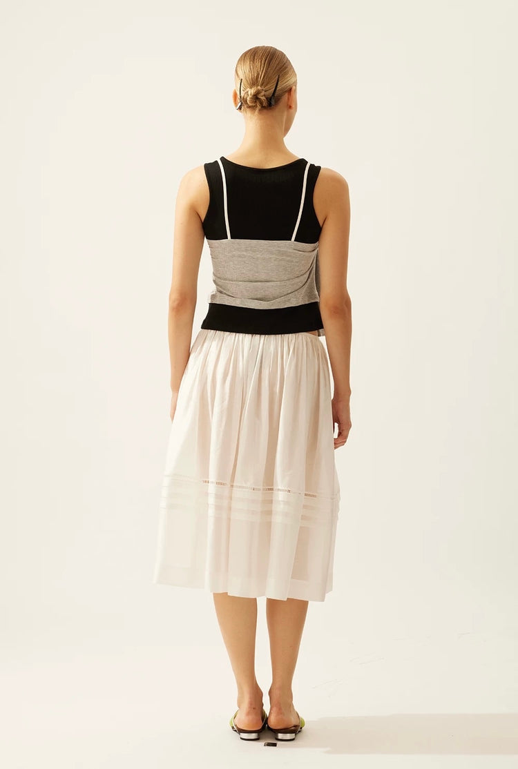 Faux Three-Piece Ribbed Tie-Up Tank Top