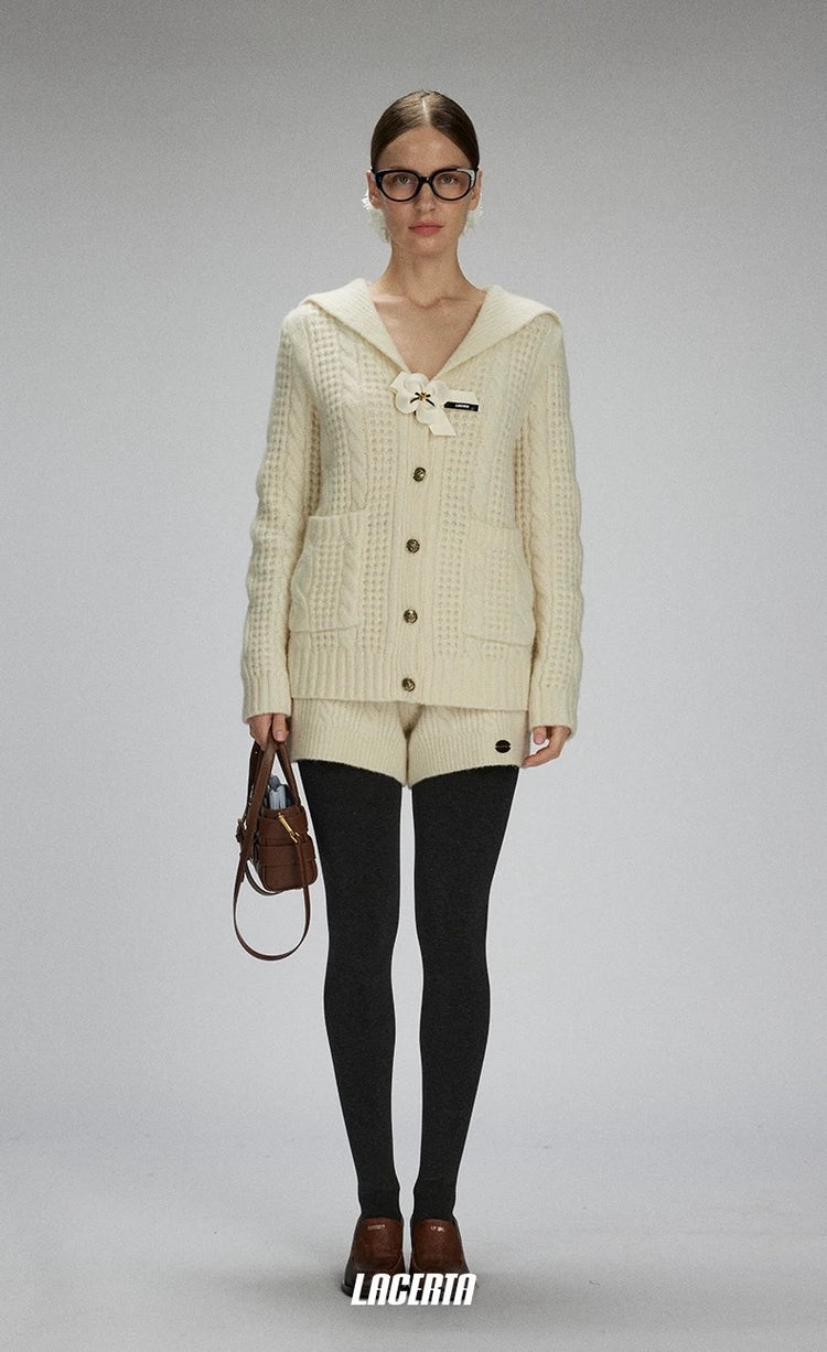 Cable-Knit Relaxed Wool Knit Shorts