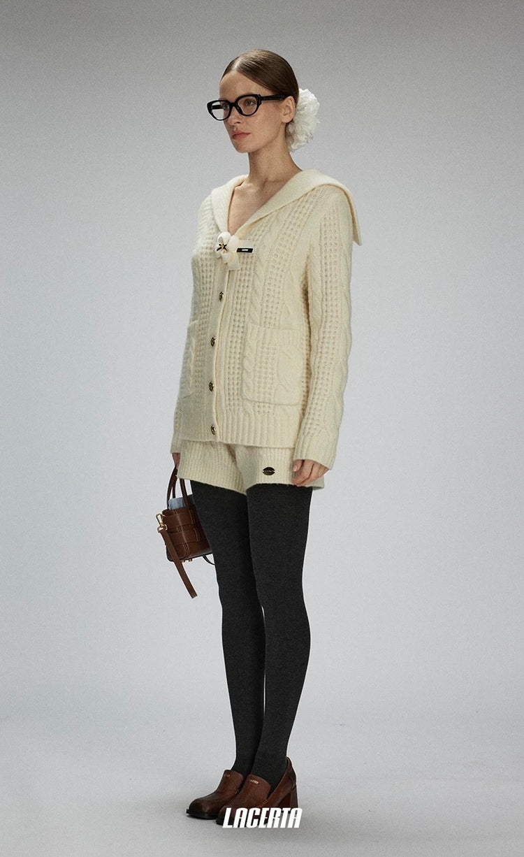 Cable-Knit Relaxed Wool Knit Shorts