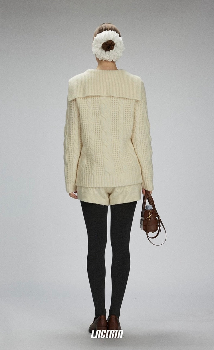 Cable-Knit Relaxed Wool Knit Shorts