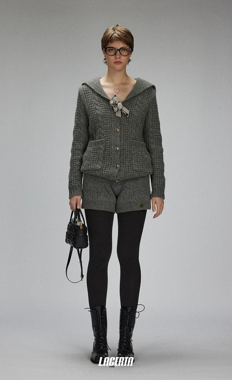 Cable-Knit Relaxed Wool Knit Shorts