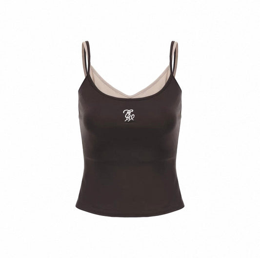 Embroidered Faux Layered Camisole