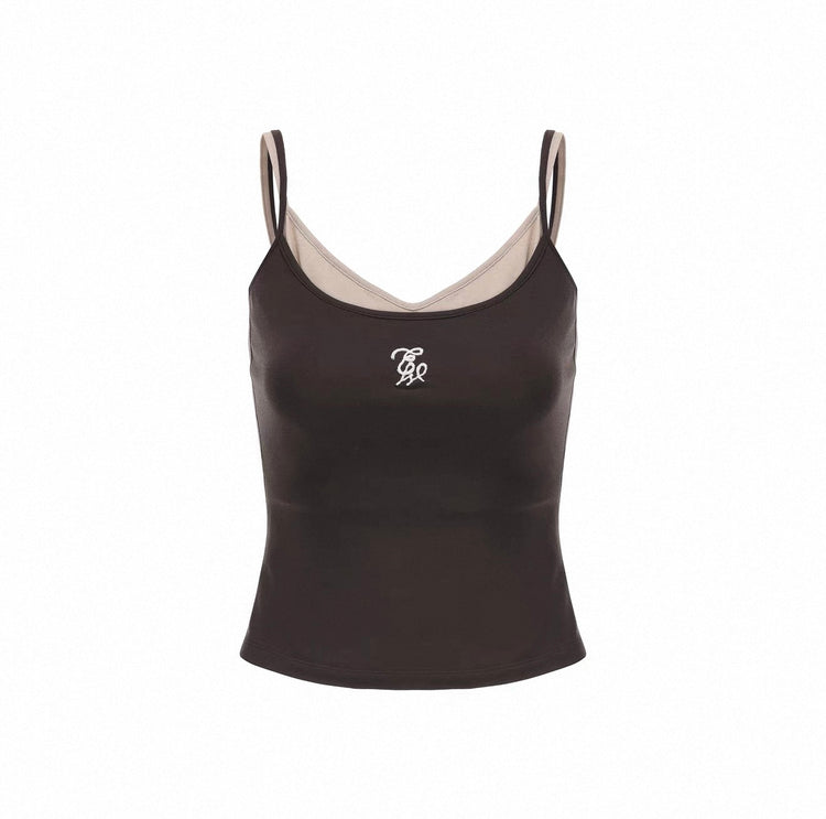 Embroidered Faux Layered Camisole