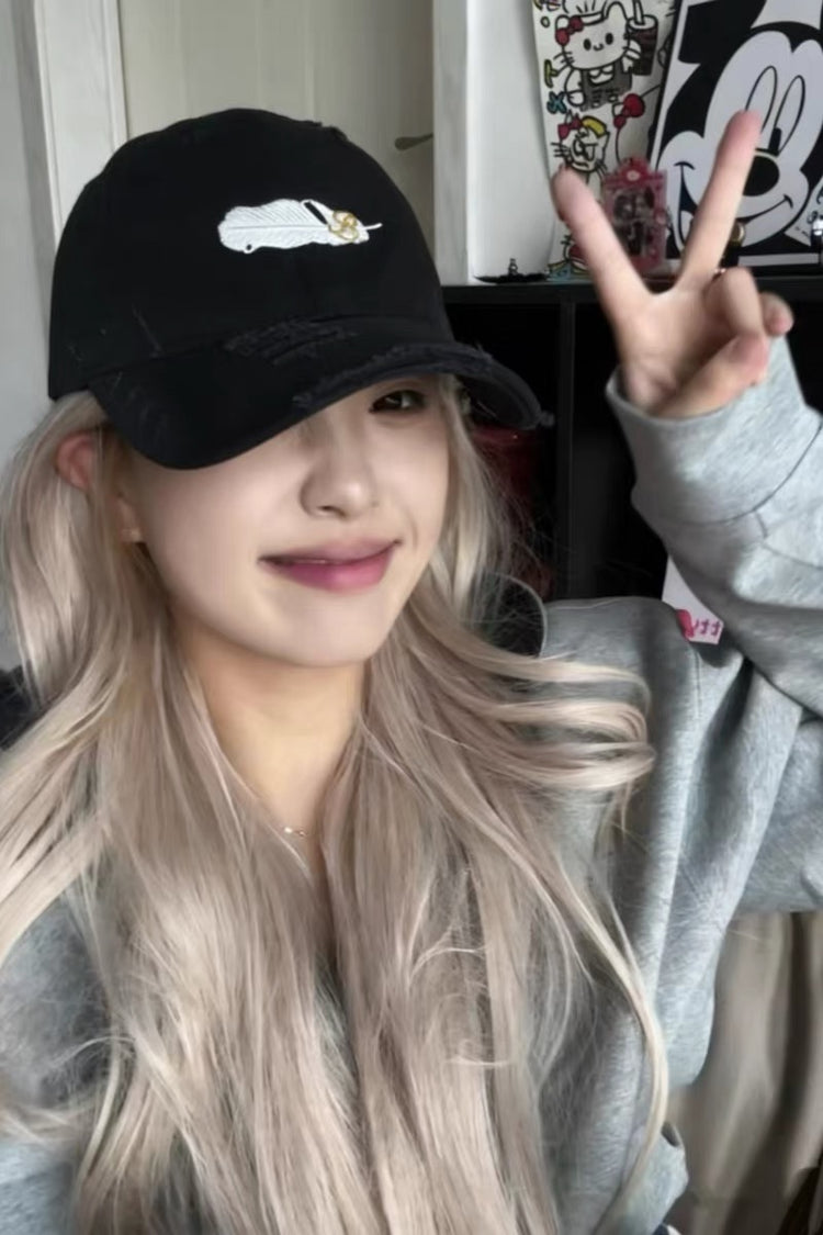 Feather Logo Embroidered Baseball Cap