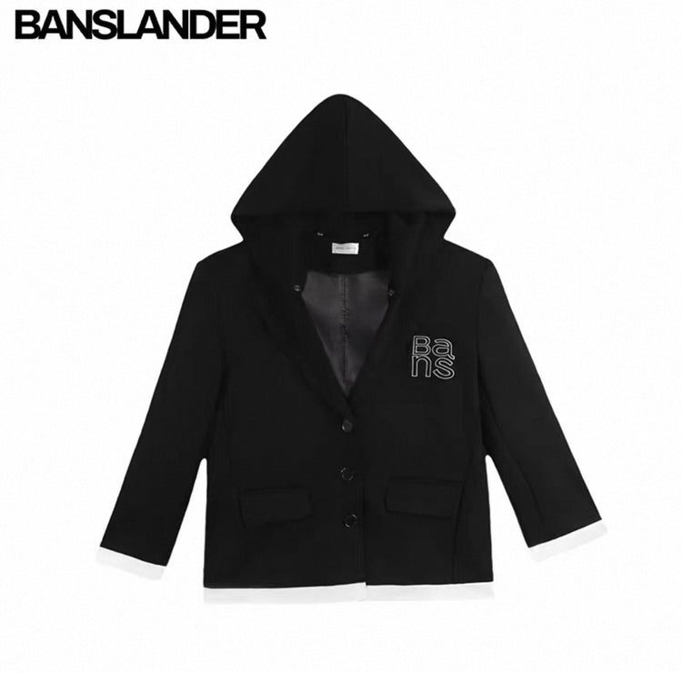 Detachable Hood Color-Block Blazer