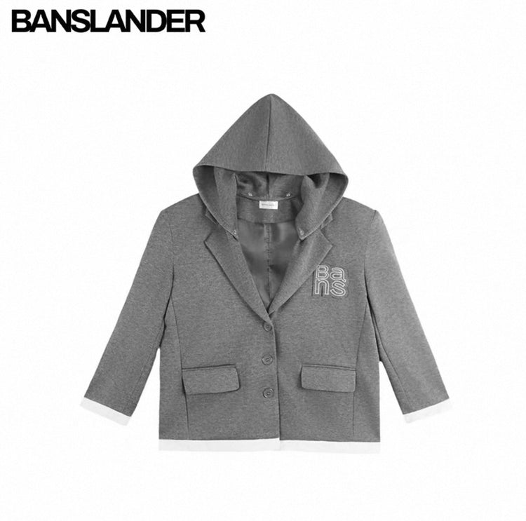 Detachable Hood Color-Block Blazer