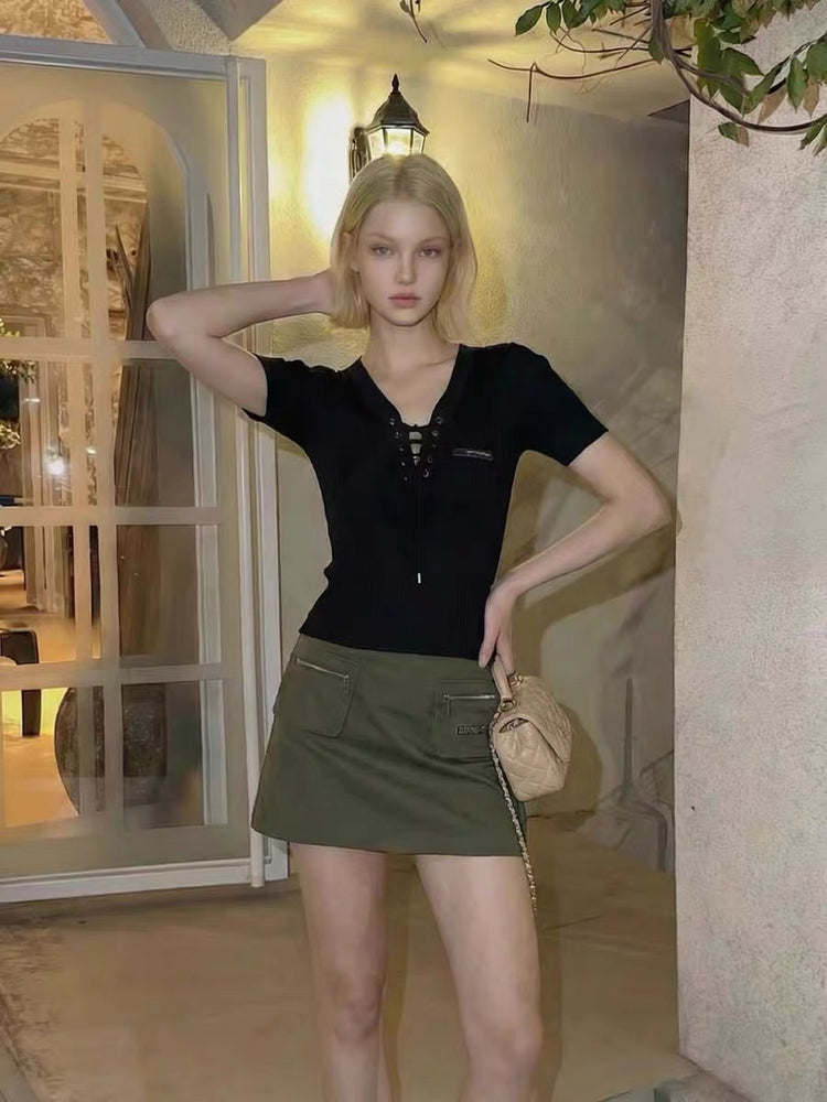 Cargo Pocket Utility Mini Skirt