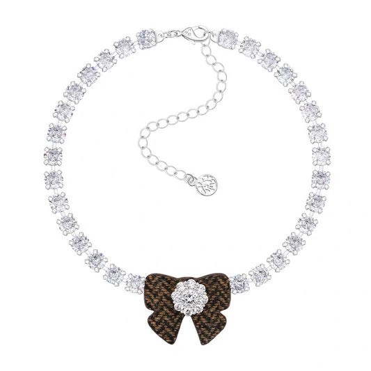 YVMIN X SHUSHUTONG / Fabric Bow Gemstone Necklace