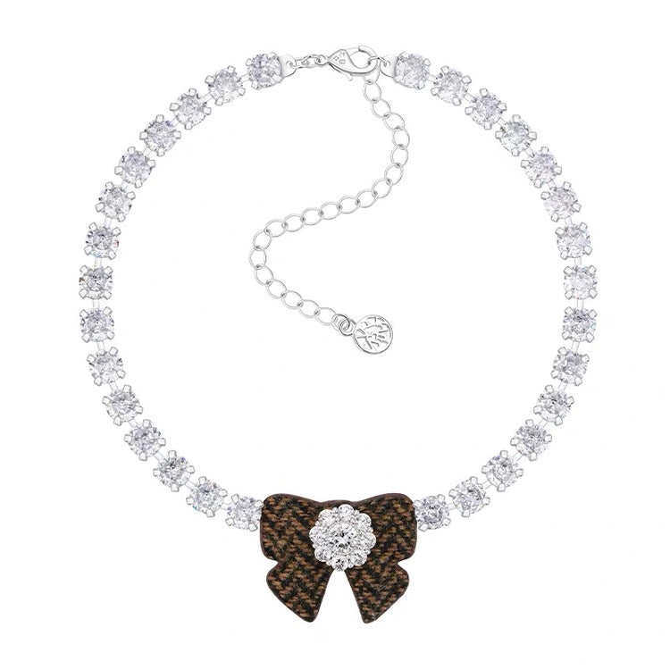 YVMIN X SHUSHUTONG / Fabric Bow Gemstone Necklace