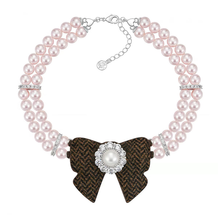YVMIN X SHUSHUTONG / Fabric Bow Gemstone Necklace