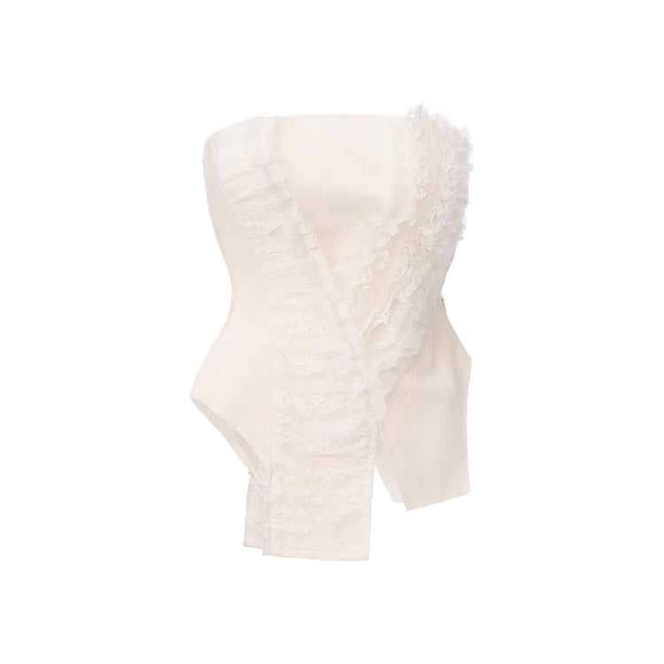 Lace-Trimmed Panelled Bustier Top