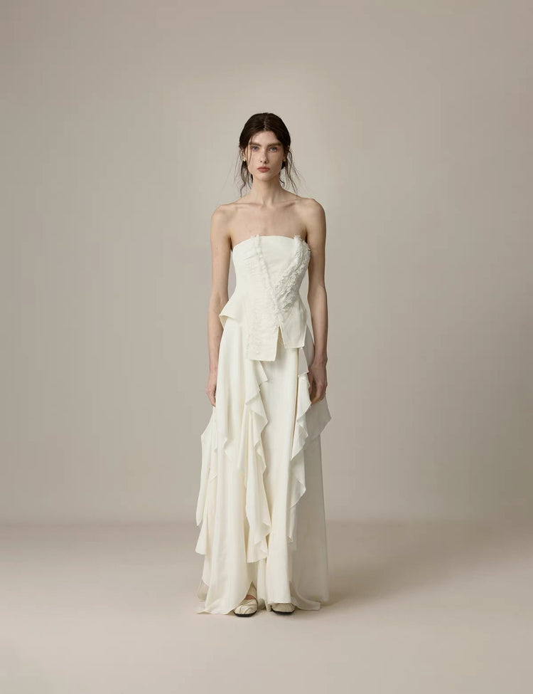 Draped Sequin Maxi Skirt