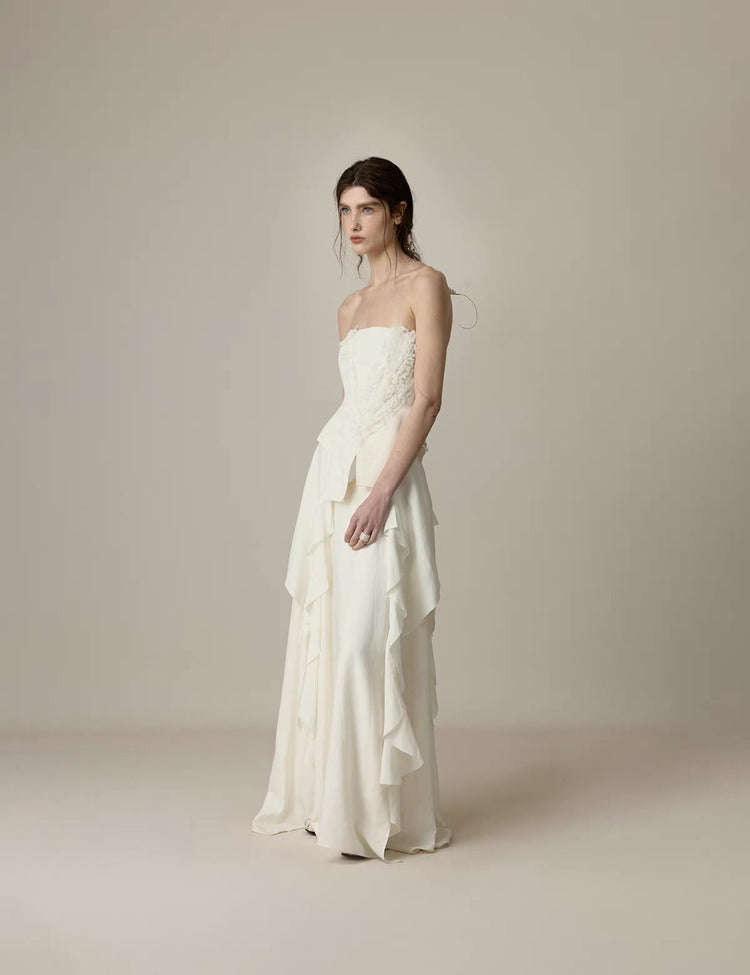 Draped Sequin Maxi Skirt