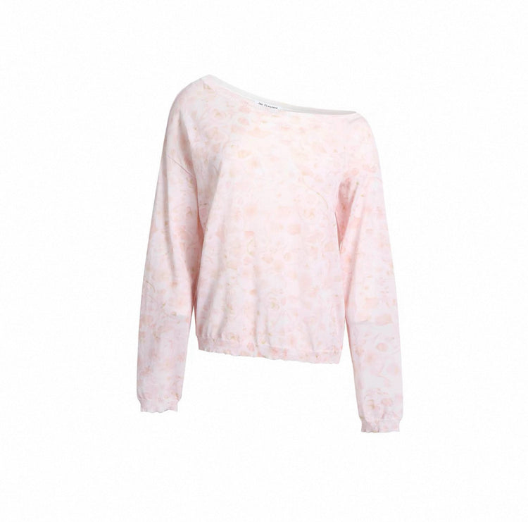 Off-Shoulder Floral Print Knit Sweater